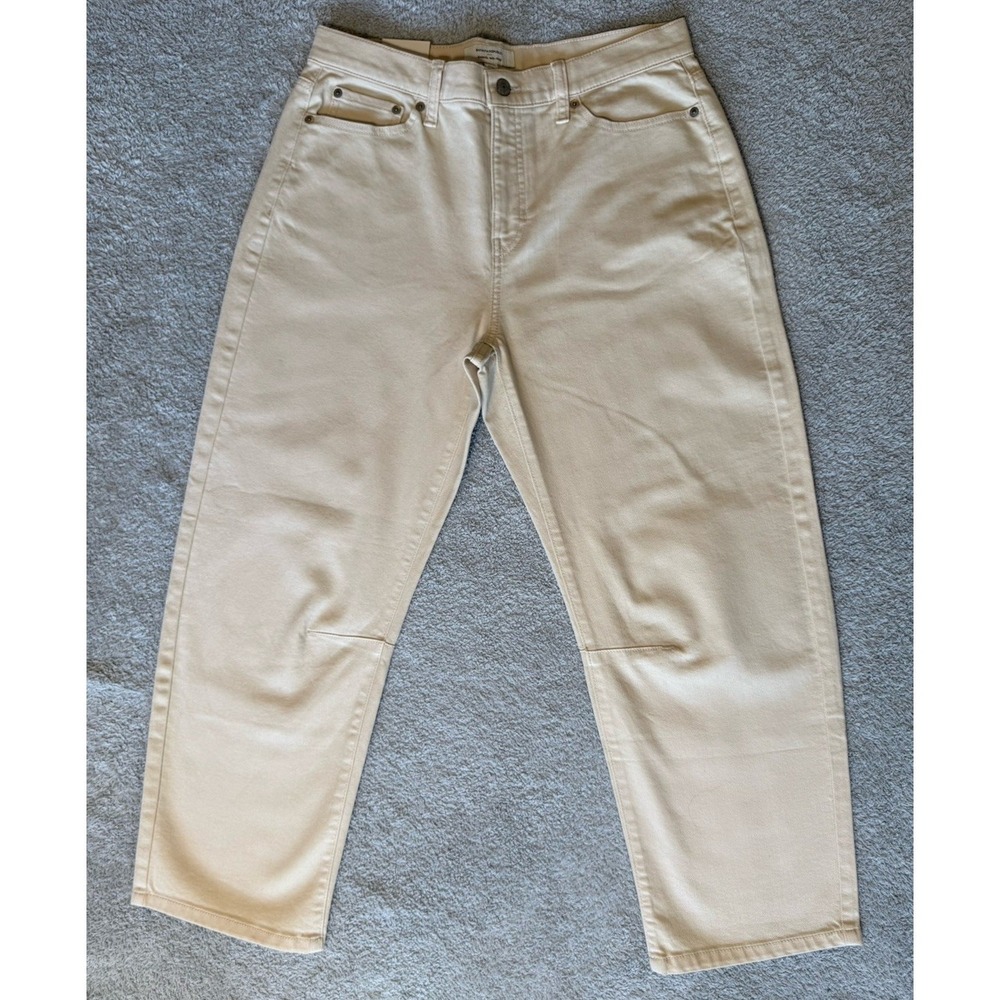 NWT Banana Republic Barrel Mid Rise Ankle Jeans Cream Womens Size 10
